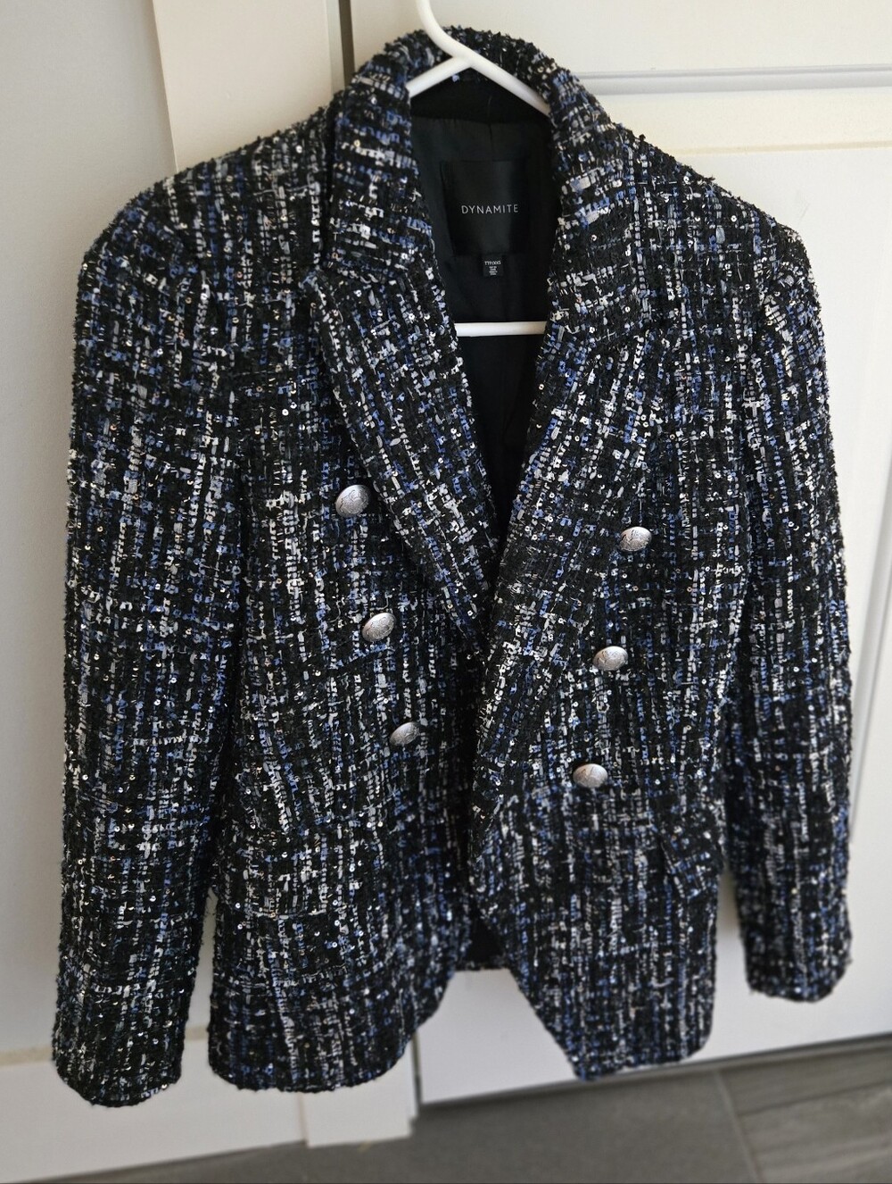 XXS Dynamite Paloma Tweed Double-Breasted Blazer